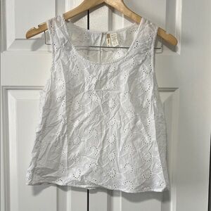 Japna White Eyelet Tank Top